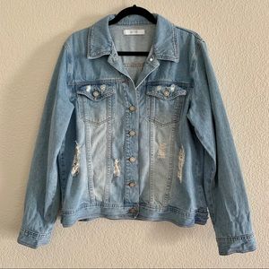 Distressed Jean Jacket - L
